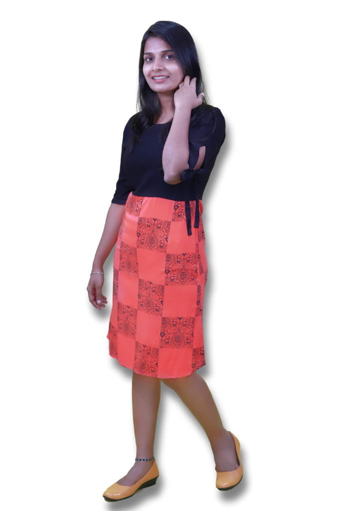 Black & Salmon Pink Fit and Flare Dress-ItsBen LifeStyle
