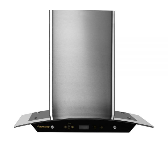 BUTTERFLY REFLECTION AUTO CLEAN WALL MOUNTED CHIMNEY (SILVER 1200 M3/H) - (REFLECTIONPLUS90EC)