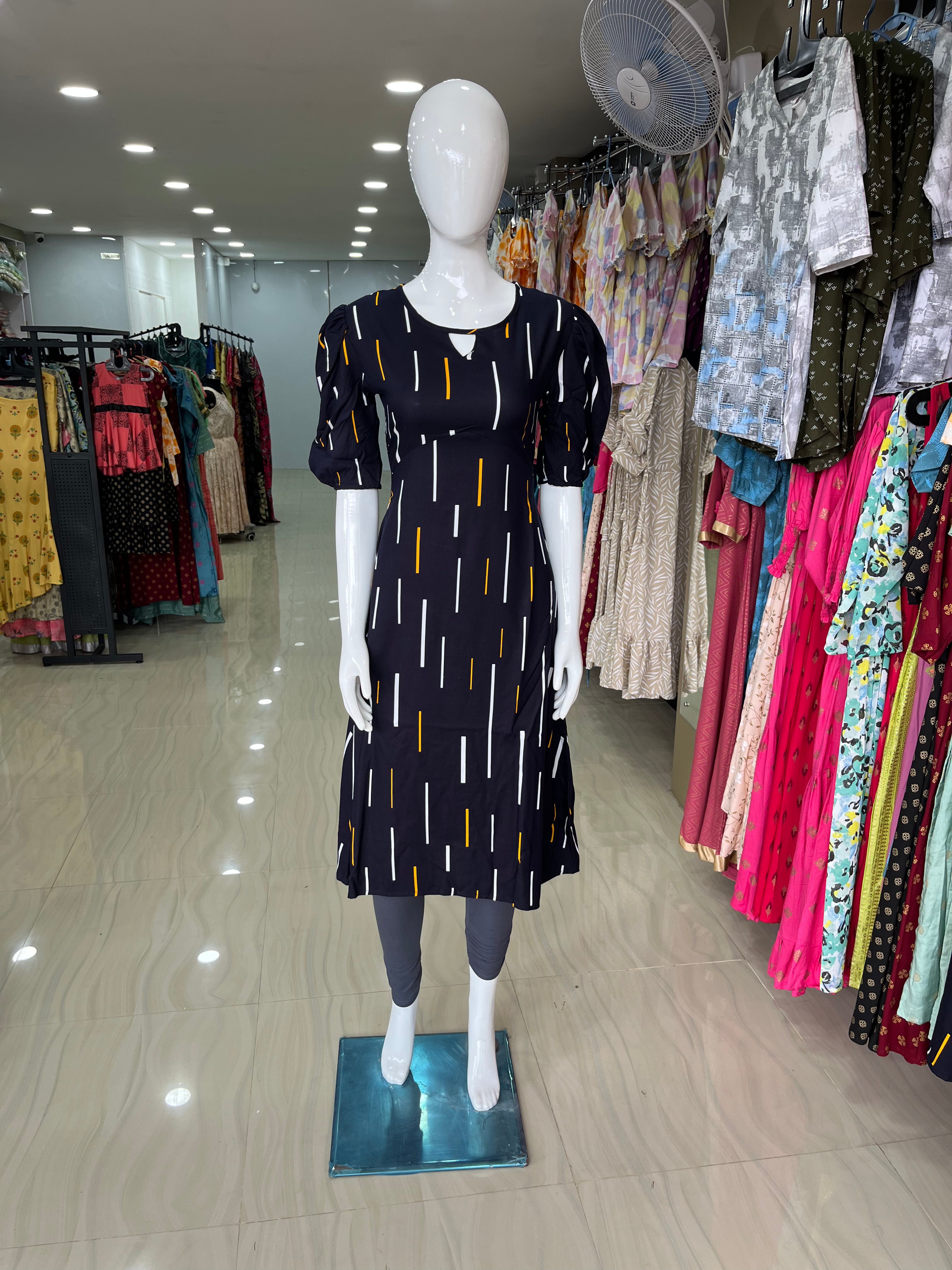 Navy Blue Printed Mom and Daughter Combo Dress-ItsBen LifeStyle