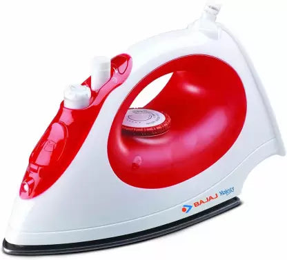 Bajaj MX-15 1200W Steam Iron with Steam Burst, Vertical and Horizontal Ironing, Non-Stick Coated Soleplate, White and Red-ItsBen LifeStyle