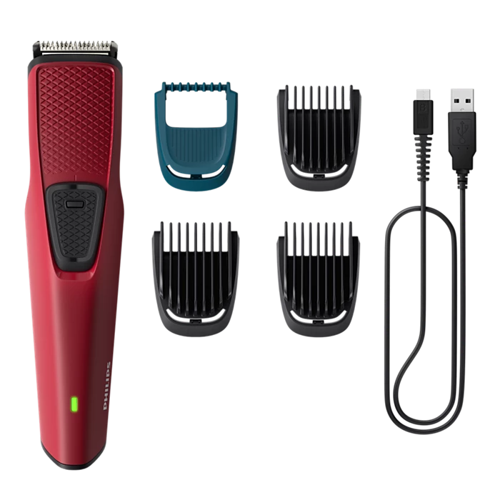 PHILIPS BT1235/18 Trimmer 60 min Runtime 4 Length Settings  (Maroon)