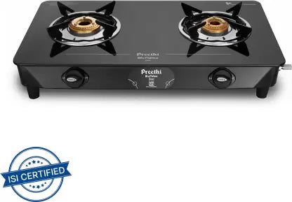 Preethi Zeal 2 Burner (ISI Approved) Glass Manual Gas Stove  (2 Burners)-ItsBen LifeStyle