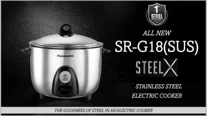 Panasonic SR-G18 (SUS) Stainless Steel Automatic Electric Rice Cooker (1.8 L, Silver)-ItsBen LifeStyle