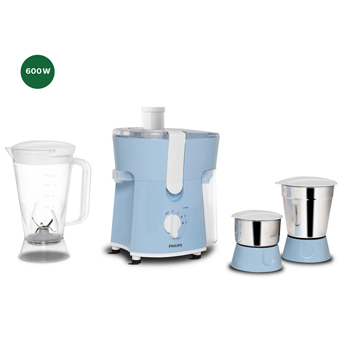 PHILIPS HL7576/00 Daily Collection 600 W Juicer Mixer Grinder (3 Jars, Celestial Blue & Bright White)