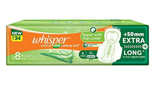 Whisper Choice Aloe Cottony Soft XL Wings (6 Nos)-ItsBen LifeStyle