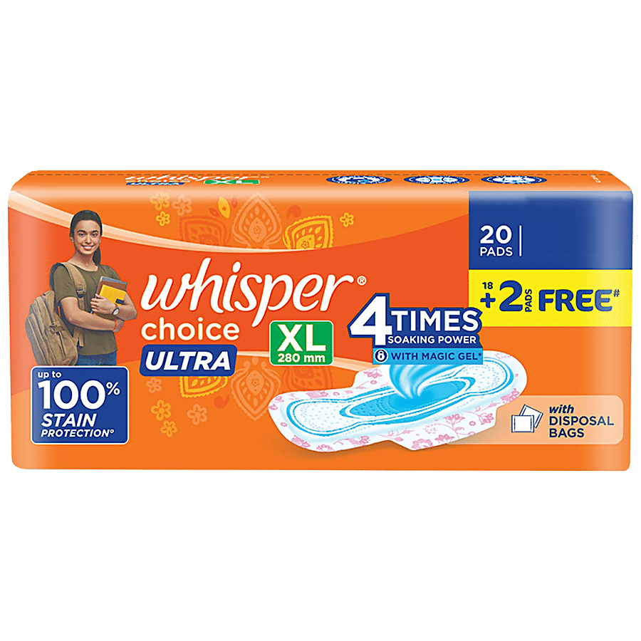 Whisper Choice Ultra Xl(2 Pads Free Inside) (20 Nos)-ItsBen LifeStyle