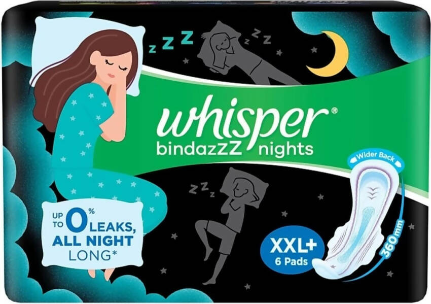 Whisper Thick Bindazzz Nights XXL (350 mm) (6 Nos)-ItsBen LifeStyle